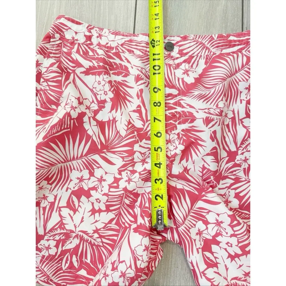 Onia The Calder Swim Trunks Tropical Print Lined Beach Hawaii Pink Size Medium